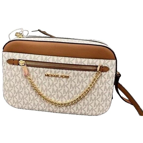 Michael Kors Jet Set Crossbody Bag Shoulder with Large Zip Chain - Brown - Picture 1 of 5